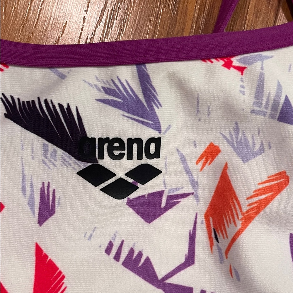 Arena Kids Swim One Piece - Purple, Orange, and Pink